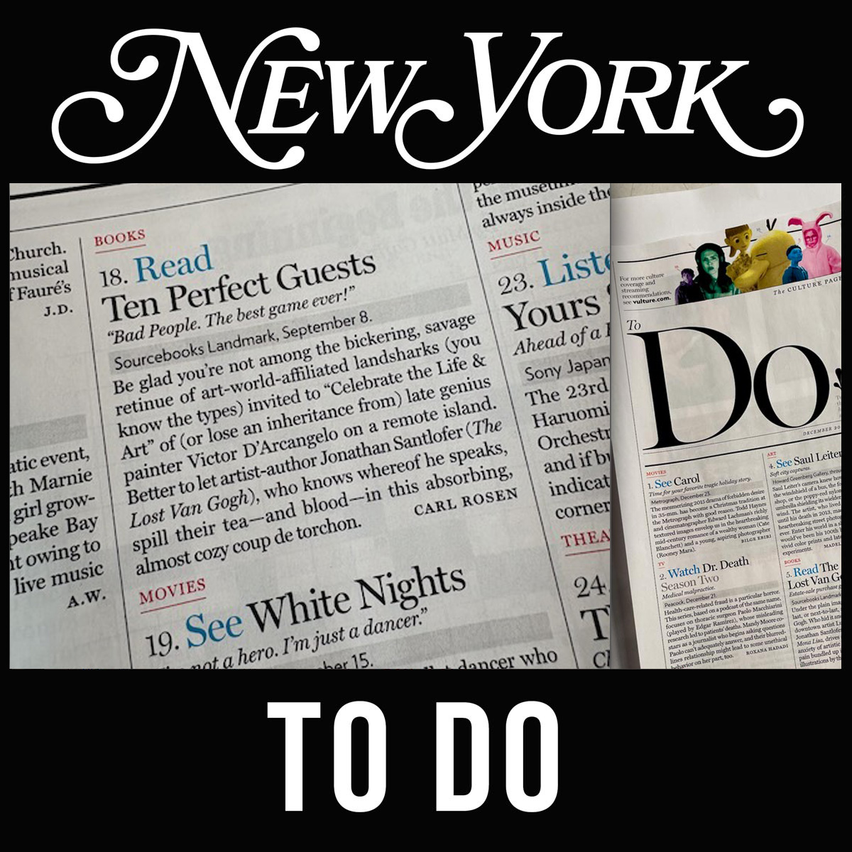 New York Magazine - TO DO - Ten Perfect Guests - Jonathan Santlofer